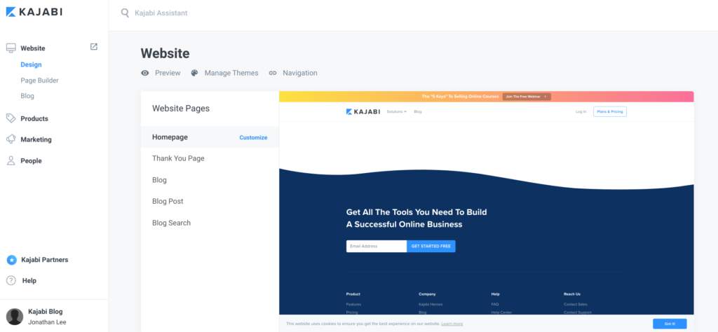 What is Kajabi - Screenshot of the dashboard